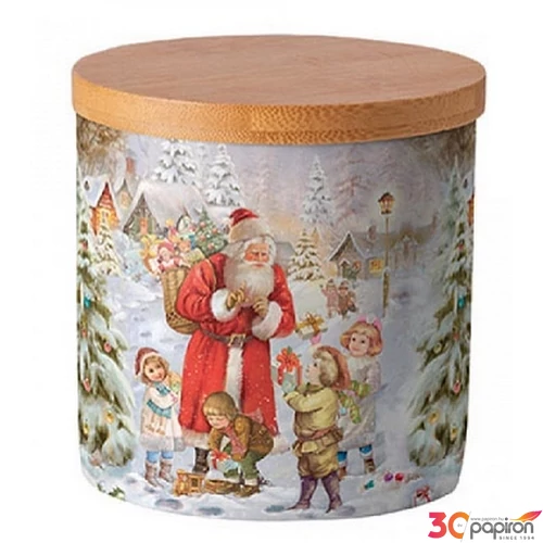 Konyhai tároló Porcelán Santa bringing presents 10x10cm