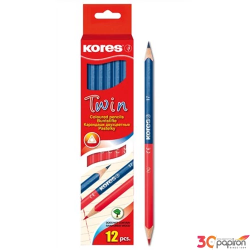 Postairon piros-kék Kores Twin háromszögletű vékony Írószerek KORES 94871