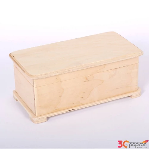 Fa doboz téglalap alakú lekerekített, 21x11x9cm