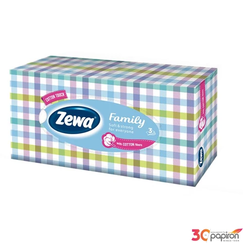 Kozmetikai kendő ZEWA 3rétegű 90db Family illatmentes