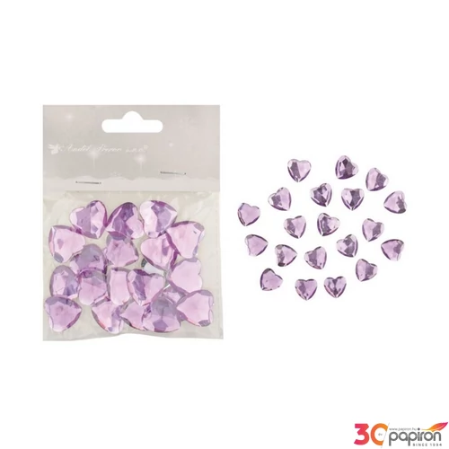 Kreatív Dekorgyöngy öntapadós szív minta, lila 2cm, 20db/csomag