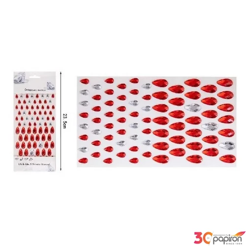 Kreatív dekor strasszkő öntapa piros/ezüst 25