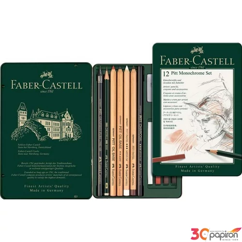 Faber-Castell grafitkréta művészkréta szett 12db fémdoboz AG-Pitt prémium minőségű termék 112975