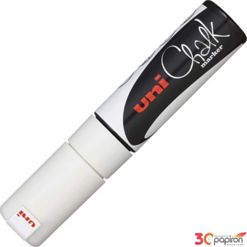 Krétamarker UNI-BALL PWE-8K 8mm vágott hegyű fehér Írószerek UNI-BALL PWE-8K WHITE