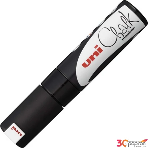 Krétamarker UNI-BALL PWE-8K 8mm vágott hegyű fekete Írószerek UNI-BALL PWE-8K BLACK