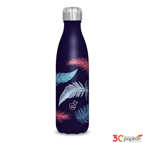 Kulacs Ars Una 500ml Duplafalú Fémkulacs Feather-Dark 22 55811705 Biztonságizáras PBA mentes kula