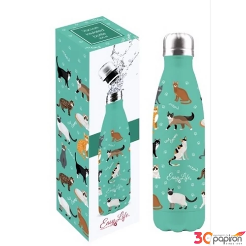Kulacs duplafalú 500ml rozsdamentes acél hőtartó útipalack The Cats