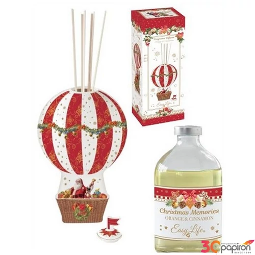 Illatosító olaj szett narancs-fahéj 100ml, rattanpálcikával Porcelántégellyel 10x17cm Christmas