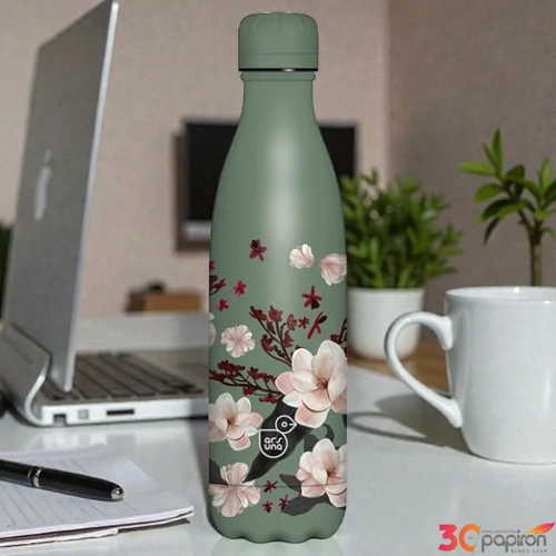 Ars Una kulacs fém 500ml 24'' duplafalú Flowery pink 55813754 Prémium minőség