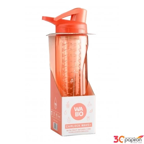 Kulacs Wabo 750ml korall narancs színű , műanyag csatos gyümölcstartóval