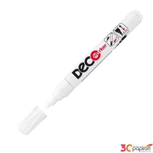 Lakkmarker deco marker fehér kerek hegyű 2-4mm lakkfilc, fémre, fára, műanyagra