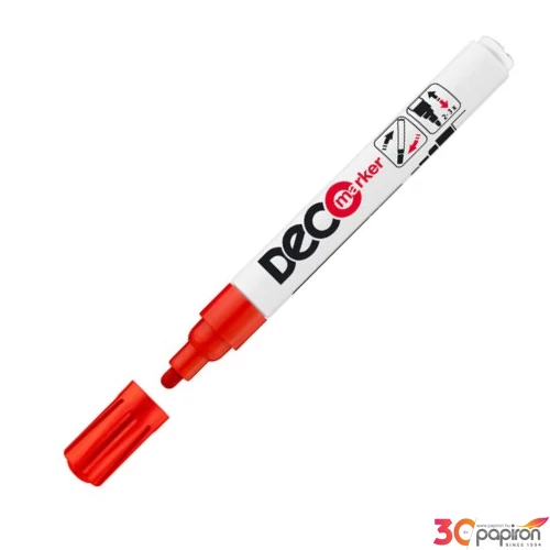 Lakkmarker deco marker piros kerek hegyű 2-4mm lakkfilc, fémre, fára, műanyagra