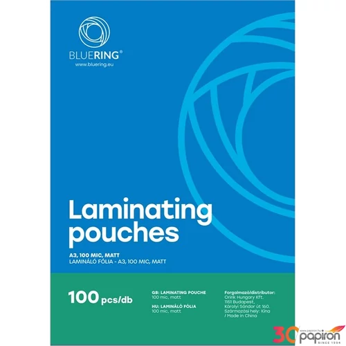 Lamináló fólia 100mic FornaxA3 100mic 303x426mm Bluering