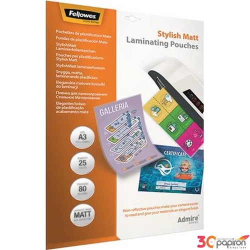 LamináLó fólia 80 mik Fellowes Meleglamináló-fólia A3 matt 25 db