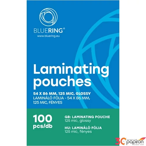 Lamináló fólia 125mik 54x86mm 100 db/doboz Bluering