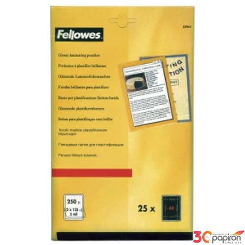 LamináLó fólia 125mik Fellowes A5 fényes lamináló fólia, 125mik 25db/csom