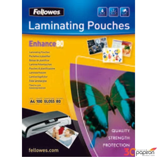 LamináLó fólia 80mik Fellowes A3 fényes lamináló fólia, 80mik 100db/csom