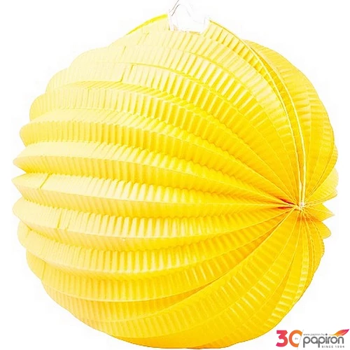 Lampion papír gömb 22cm citromsárga színes Gömb