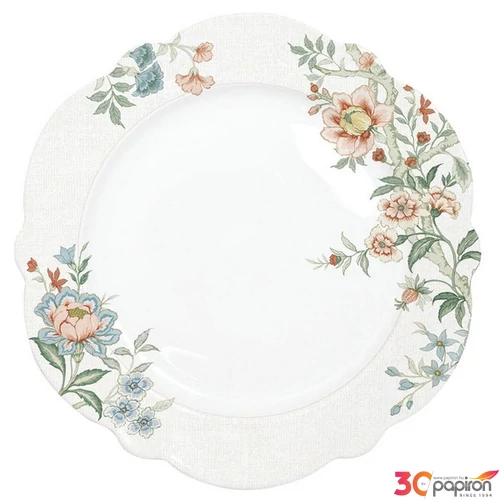 Tányér lapos porcelán 26cm, Zen Garden White lapostányér kézzel festett