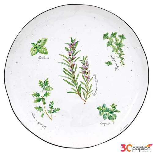 Tányér lapos porcelán 27cm, Country Life lapostányér kézzel festett