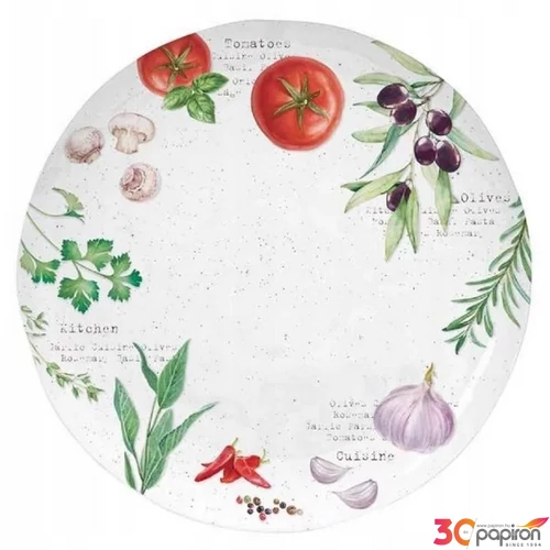 Tányér lapos porcelán 26cm, Amalfi lapostányér kézzel festett