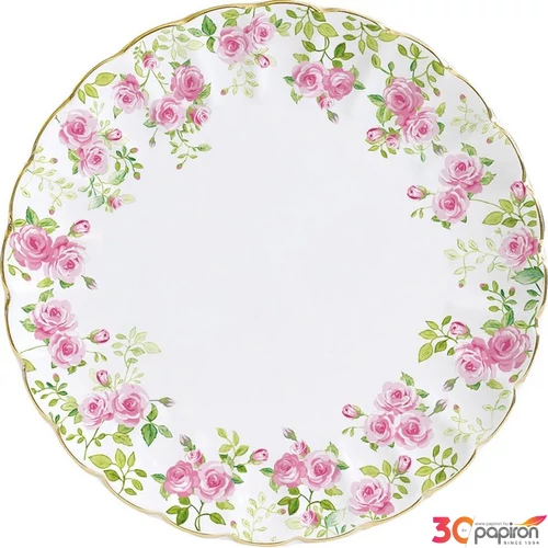 Tányér lapos porcelán 26cm, Zen Garden White lapostányér kézzel festett
