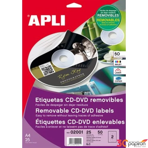 Etikett Apli CD/DVD A4 LCA2000