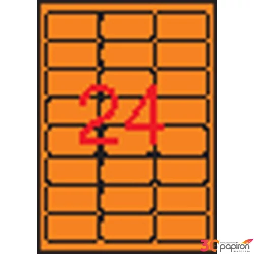 Etikett Apli 64x33, 9 -24- kerekített neon sárga LCA2870
