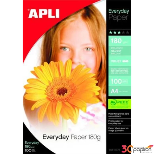 Fotópapír A4 180g Apli Everyday fényes tintasugaras Ref.11475
