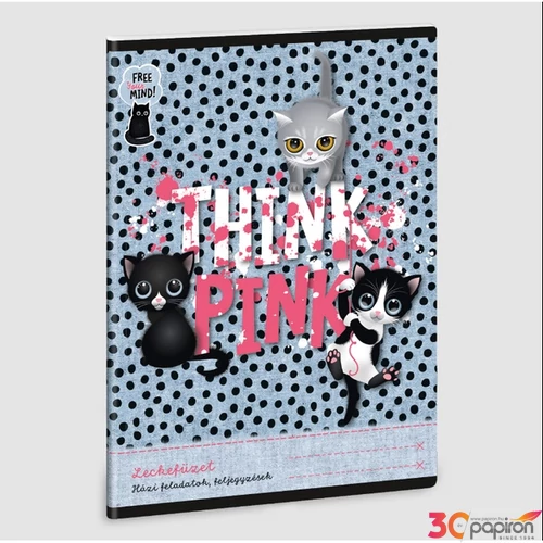 Leckefüzet A5 Ars Una Think Pink - cicás (5285) 23 50842858 38lapos 1leckefüzet 1tanévre el