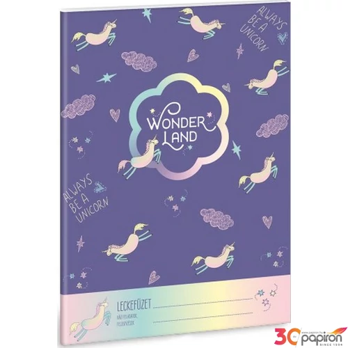 Leckefüzet A5 Ars Una A5 uniko Wonderland Unicorn- 90849428 38lapos 1leckefüzet 1tanévre el