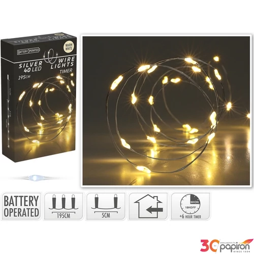 Égősor fényfűzér 40 led '24 ezüst 40 led kpm