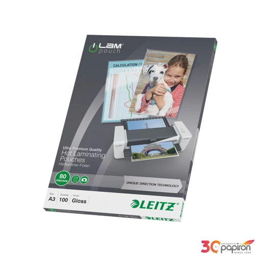 LamináLó fólia 80mik Leitz STANDARD meleg UDT A3 80 mikron A3 100db Leitz 100db rendelési egység ár 1dob/1
