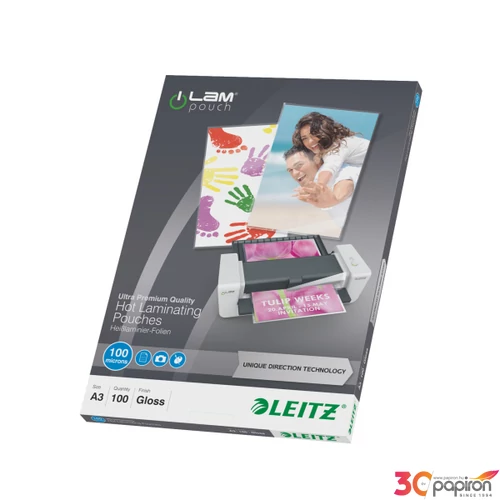 LamináLó fólia 100mik Leitz STANDARD meleg UDT A3 100 mikron A3 100d Leitz 100db rendelési egység ár 1dob/1