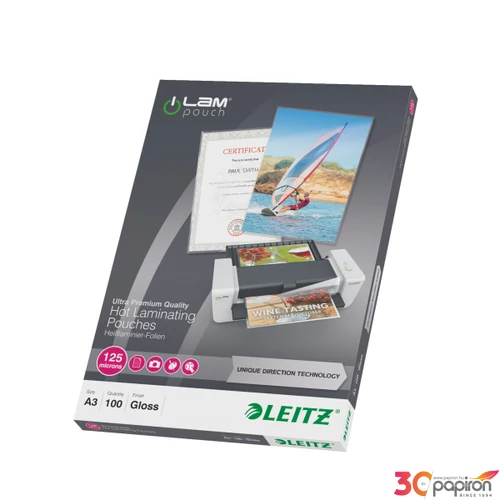LamináLó fólia 125mik Leitz STANDARD meleg UDT A3 125 mikron A3 100d Leitz 100db rendelési egység ár 1dob/1