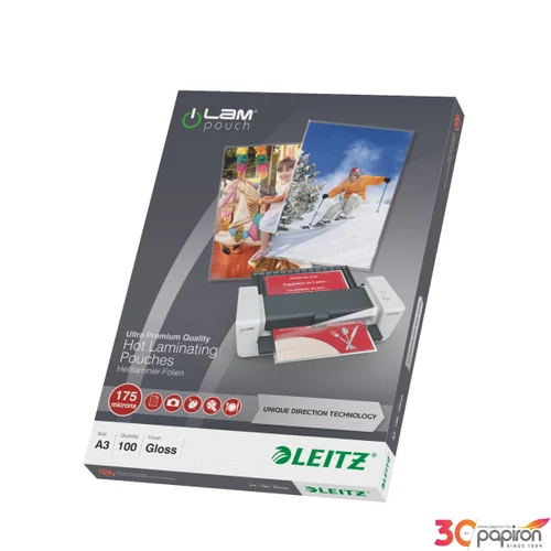 LamináLó fólia 175mik Leitz STANDARD meleg UDT A3 175 mikron A3 100d Leitz 100db rendelési egység ár 1dob/1