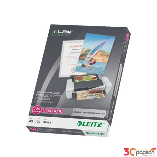 LamináLó fólia 125mik Leitz STANDARD meleg UDT A5 125 mikron A5 100d Leitz 100db rendelési egység ár 1dob/1