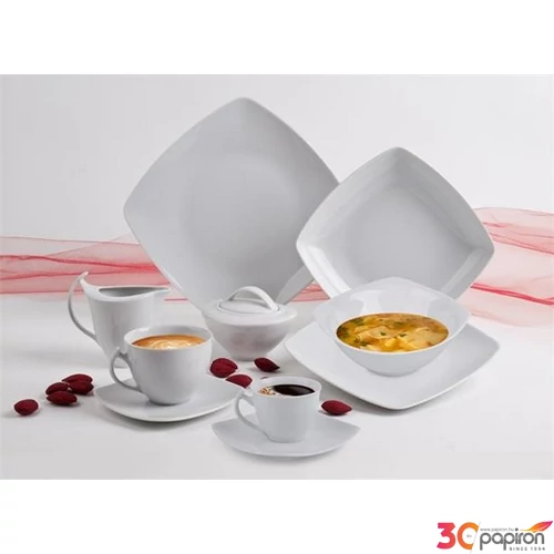 Csemegetányér porcelán Rotberg 6db-os szett fehér, 20cm