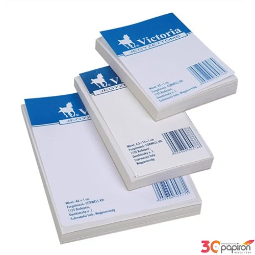 Jegyzettömb ragasztott A7 Victoria sima 50lap LL06