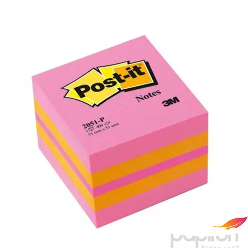 Öntapadós jegyzetömb 51x51mm 3M/Post-it mini pink 2051P 400lap/csom