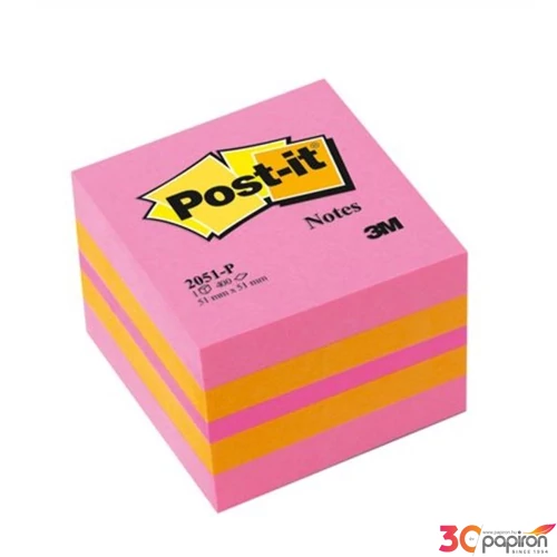 Öntapadós jegyzetömb 51x51mm 3M/Post-it mini pink 2051P 400lap/csom