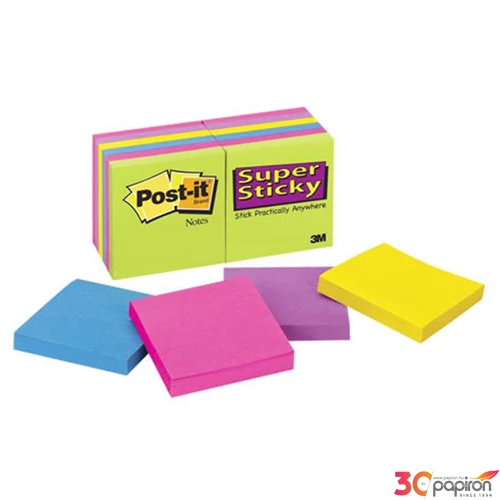 Öntapadós jegyzettömb 76x76 3M 654-SUC Super Sticky ultra -6szín- 12db/csom