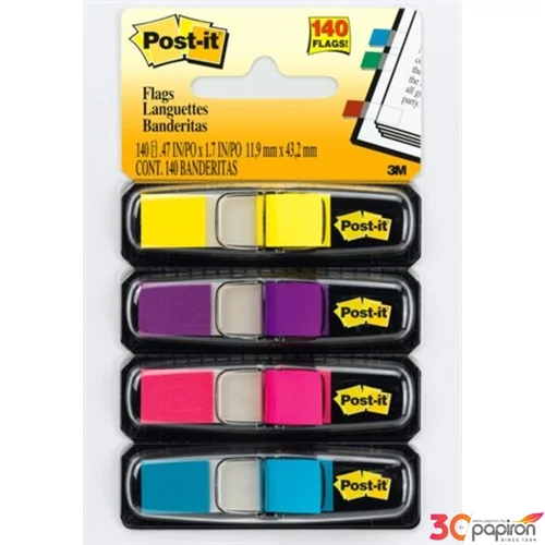 Jelölőcimke 12x44 3M/ Post-it 683-4AB 4szín 140lap/csom LPJ6834AB