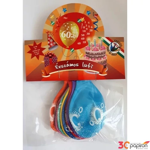 Paty lufi 30cm gömb Évszámos 0 vegyes színű évszámmal ellátott Party Lu (10db/csomag) [5997446731481]