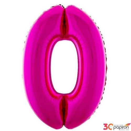 Partylufi fólia '0' 40inch 102cm, Pink XL number balloon Fólia Léggömb+hélium
