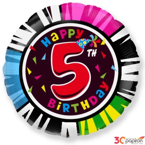 Paty lufi fólia 18'' gömb Szülinapi Happy 5th Birthday Fólia Léggömb+hélium