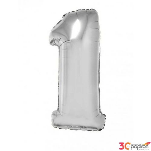 Paty lufi fólia '1' 40inch 102cm , Ezüst XL number balloon Fólia Léggömb+hélium