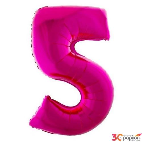 Partylufi fólia '5' 40inch 102cm, Pink XL number balloon Fólia Léggömb+hélium