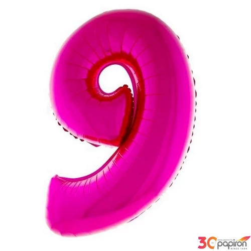 Paty lufi fólia '9' 40inch 102cm , Pink XL number balloon Fólia Léggömb+hélium