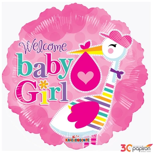 Paty lufi gömb 18' Baby Girl rózsaszín fólia léggömb 45cm 